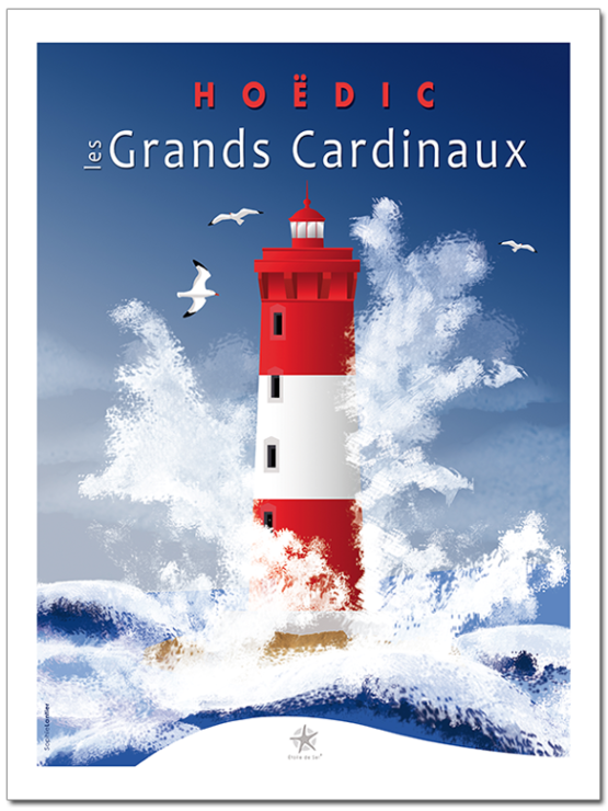 le phare des grands cardinaux pendant une tempête au large de Hoëdic dans le Morbihan