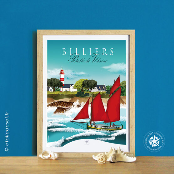 affiche encadrée de la belle de vilaine à billiers
