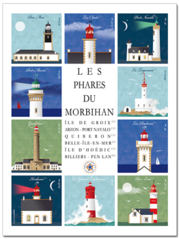 retrouvez l'affiche exc.lusive des 10 phares en activité du Morbihan