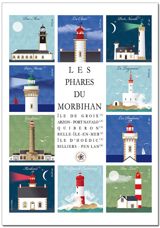 les 10 phares du morbihan sur une seule carte postale