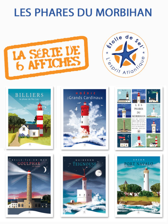 6 affiches des phares bretons du morbihan