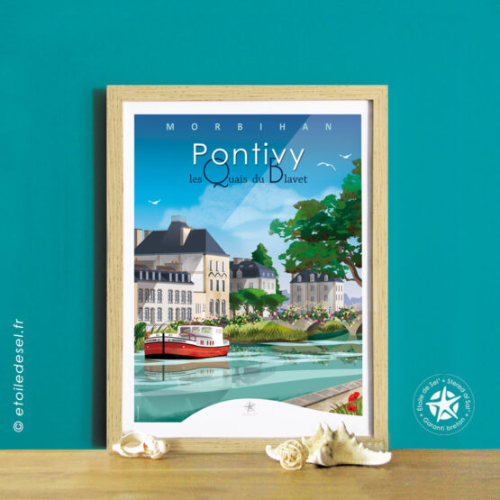 pontivey et le blavet en affiche encadrée par étoile de sel