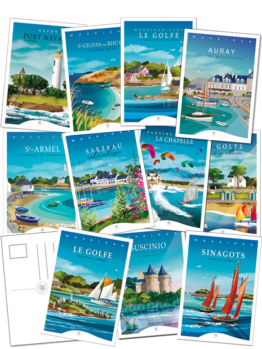 lot de cartes autour du golfe en Bretagne