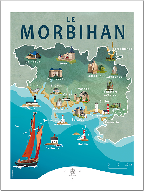 carte Morbihan par étoile de sel'