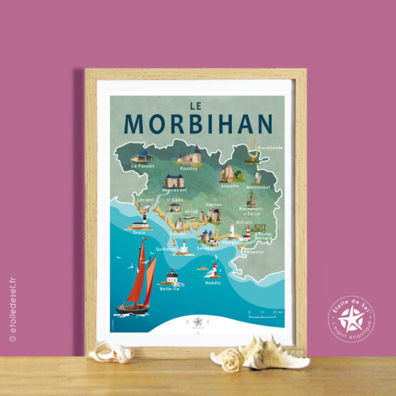 affiche et cadre carte du Morbihan