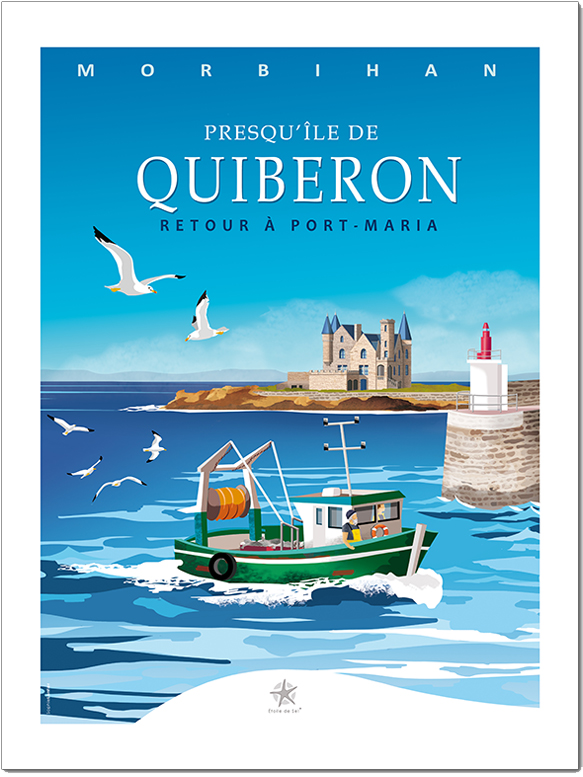 Affiche du château Turpault et Port-Maria à Quiberon en Bretagne Sud
