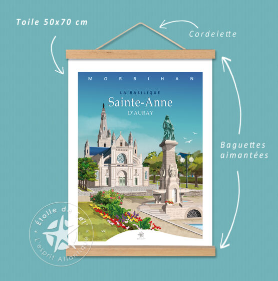 affiche toile et baguettes aimantées du sanctuaire de Sainte-Anne d'Auray
