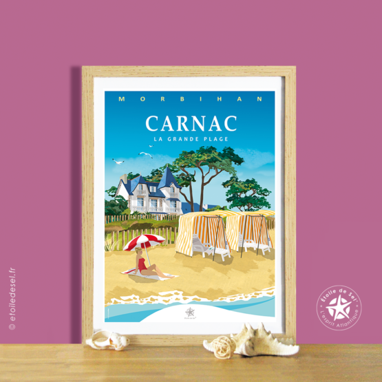 affiche et cadre de la plage de Carnac dans le Morbihan