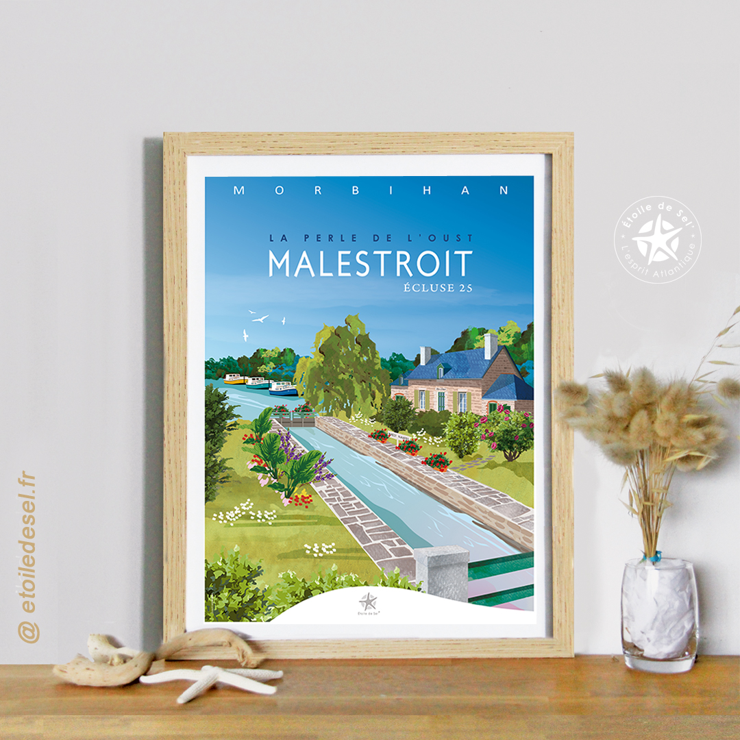 affiche et cadre du canal de Nantes à Brest