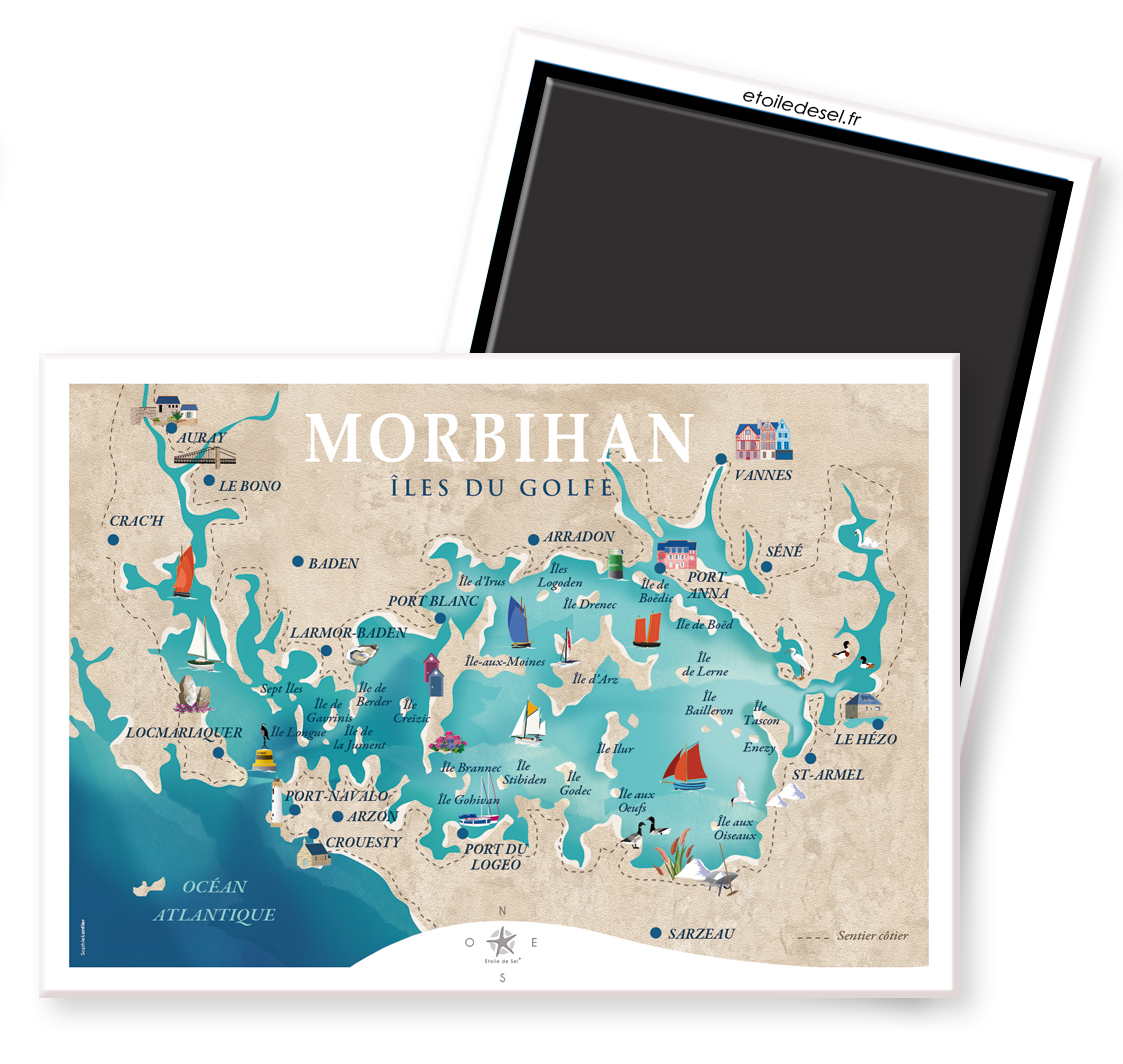 Magnet carte des îles du golfe du Morbihan magnet golfe du morbihan