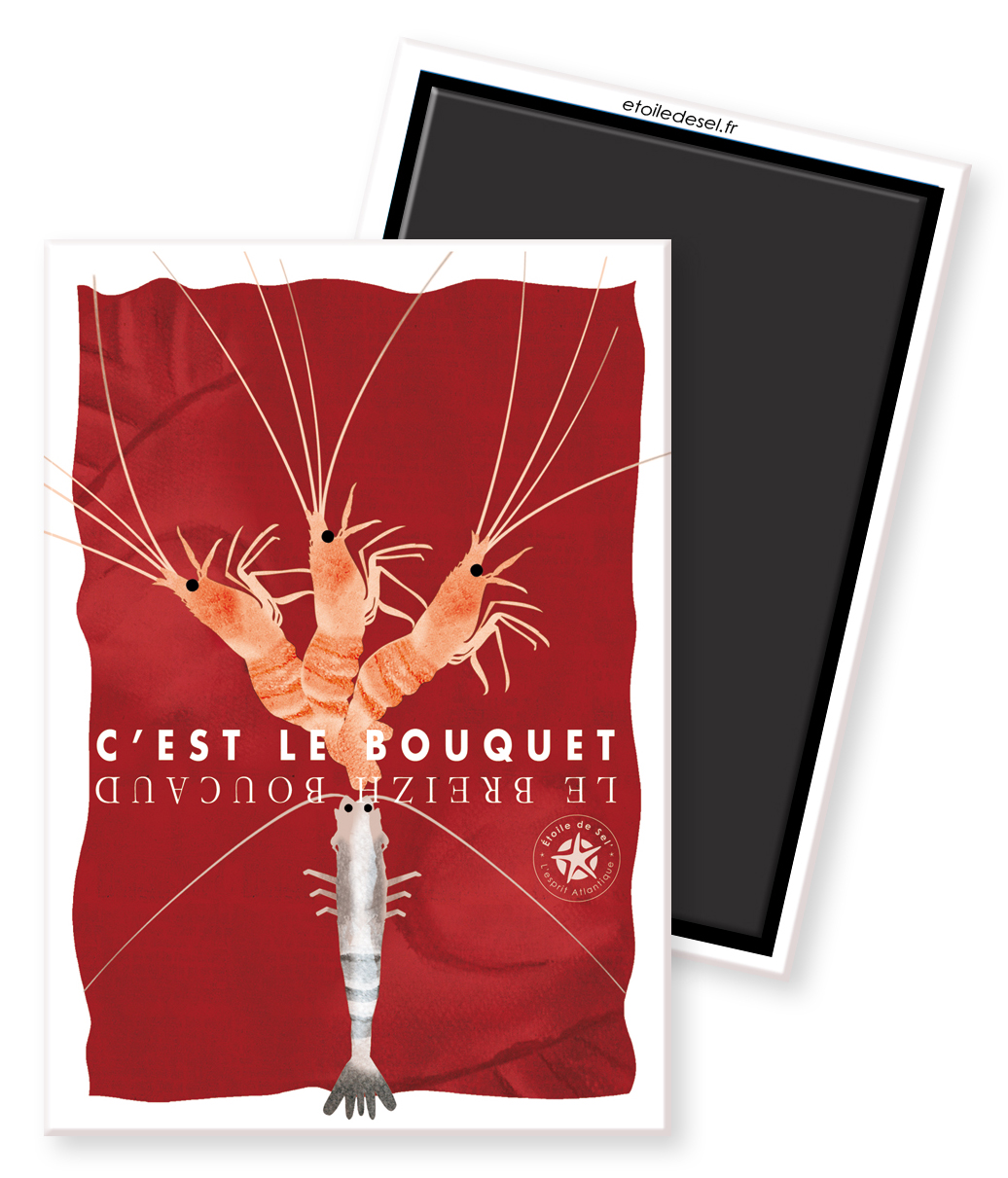 magnet bouquet et boucaud magnet crevette